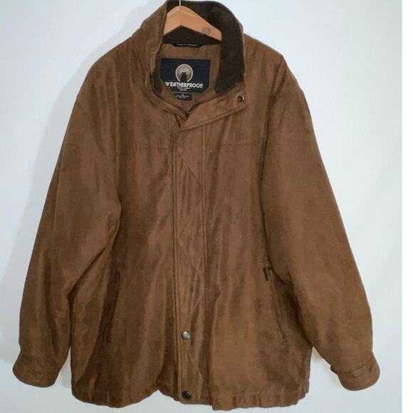 Weatherproof Bomber Jacket - Faux Suede Quilt Lined w/ Hood - Men's Size‎ XL - Picture 1 of 11